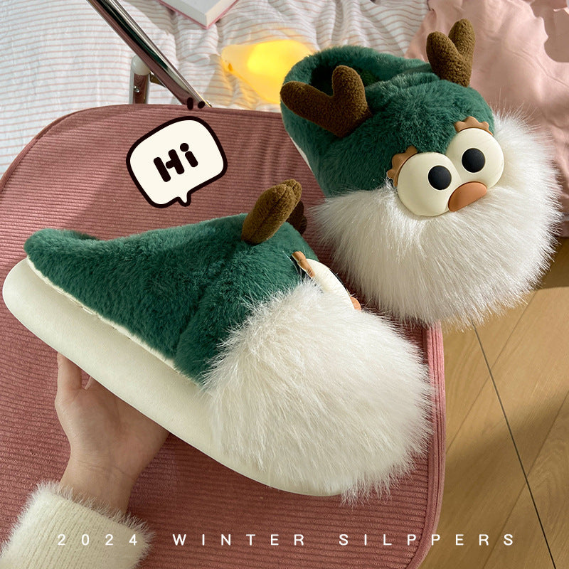 Cute Cartoon Christmas Deer Cotton Shoes