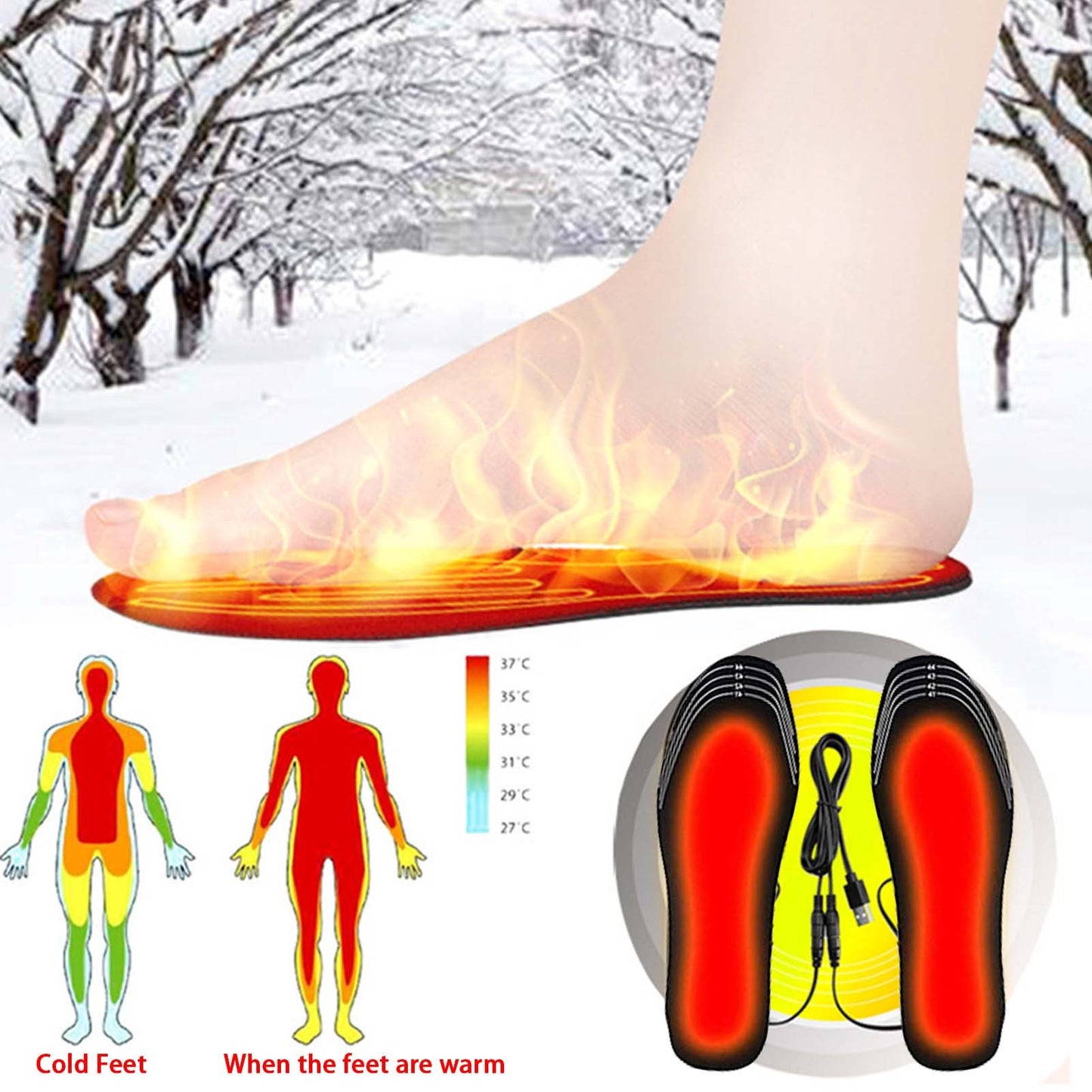 USB Heated Shoes Insoles Can Be Cut