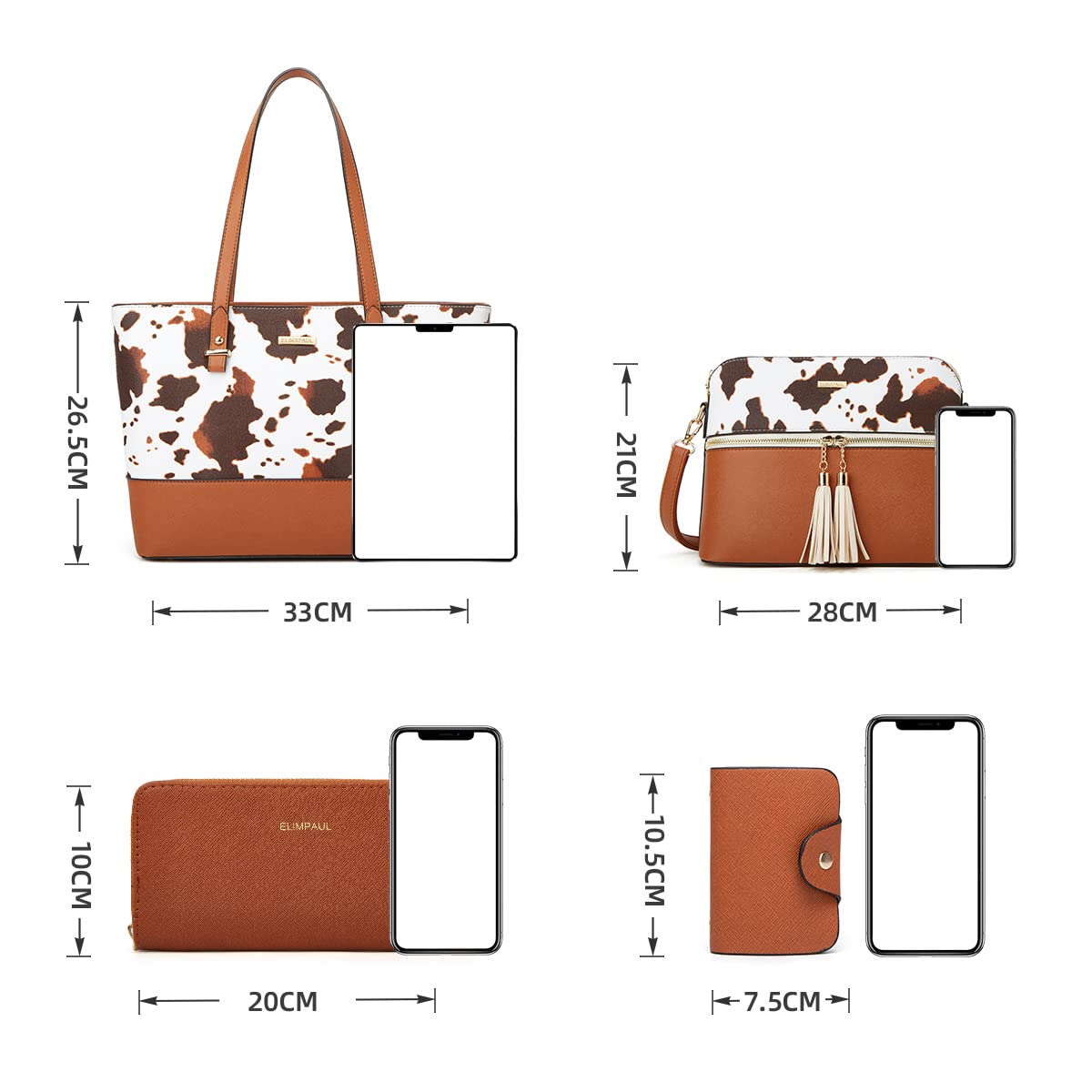 Women Fashion Handbags Wallet Tote Bag Shoulder Bag Top Handle Satchel Purse Set 4pcs