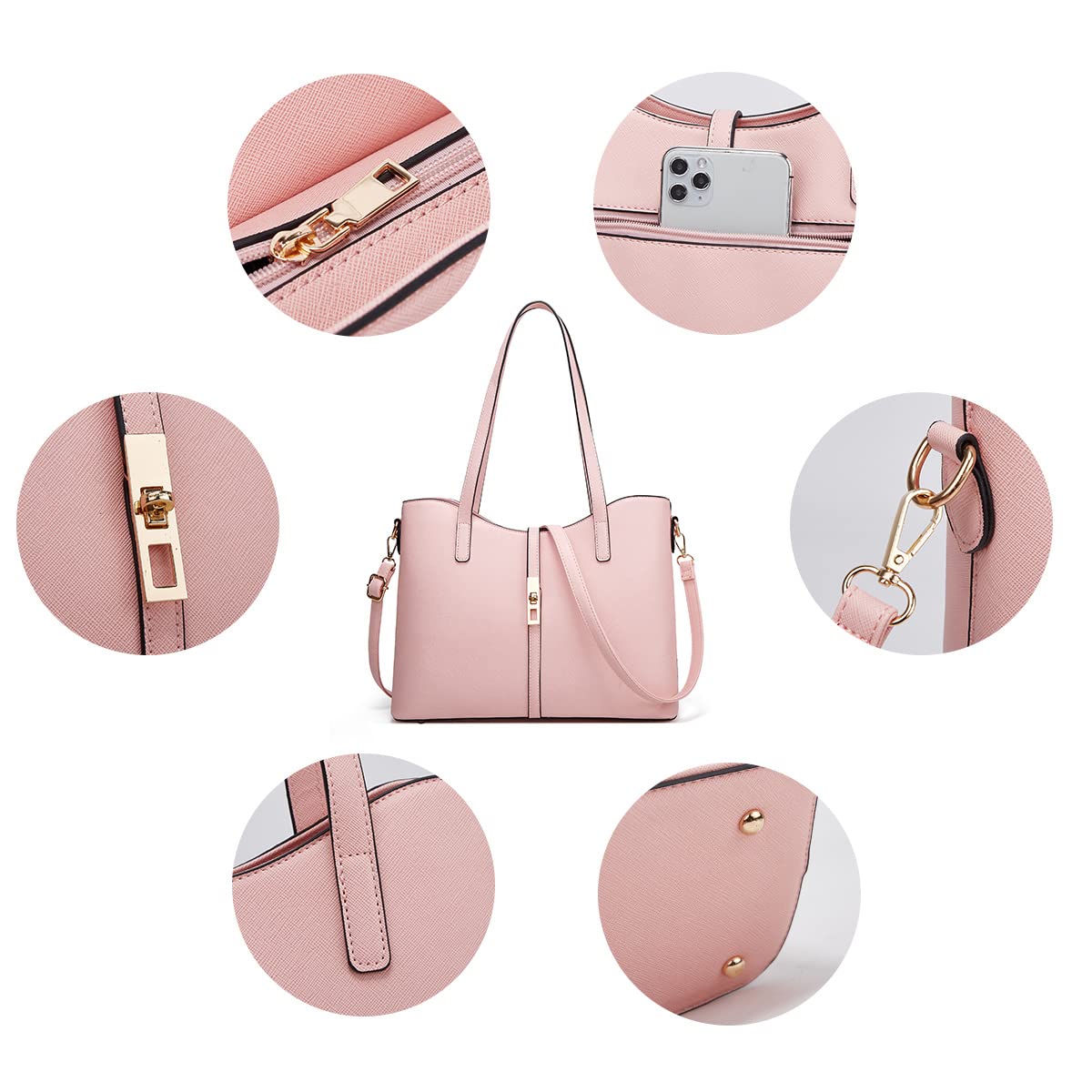 Women Fashion Handbags Wallet Tote Bag Shoulder Bag Top Handle Satchel Purse Set 4pcs