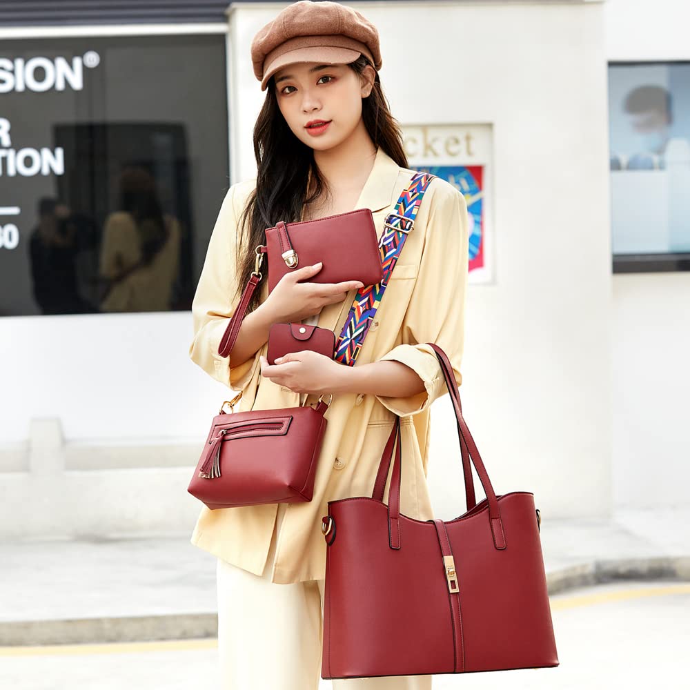 Women Fashion Handbags Wallet Tote Bag Shoulder Bag Top Handle Satchel Purse Set 4pcs