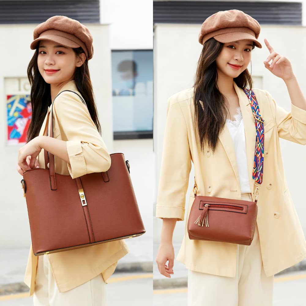 Women Fashion Handbags Wallet Tote Bag Shoulder Bag Top Handle Satchel Purse Set 4pcs