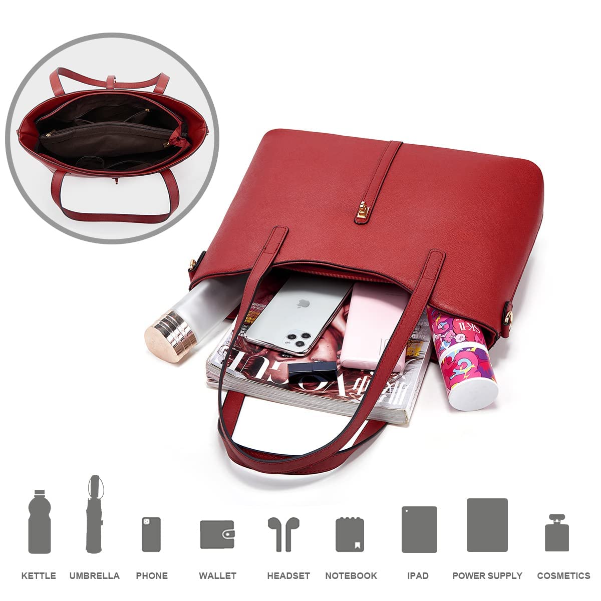 Women Fashion Handbags Wallet Tote Bag Shoulder Bag Top Handle Satchel Purse Set 4pcs