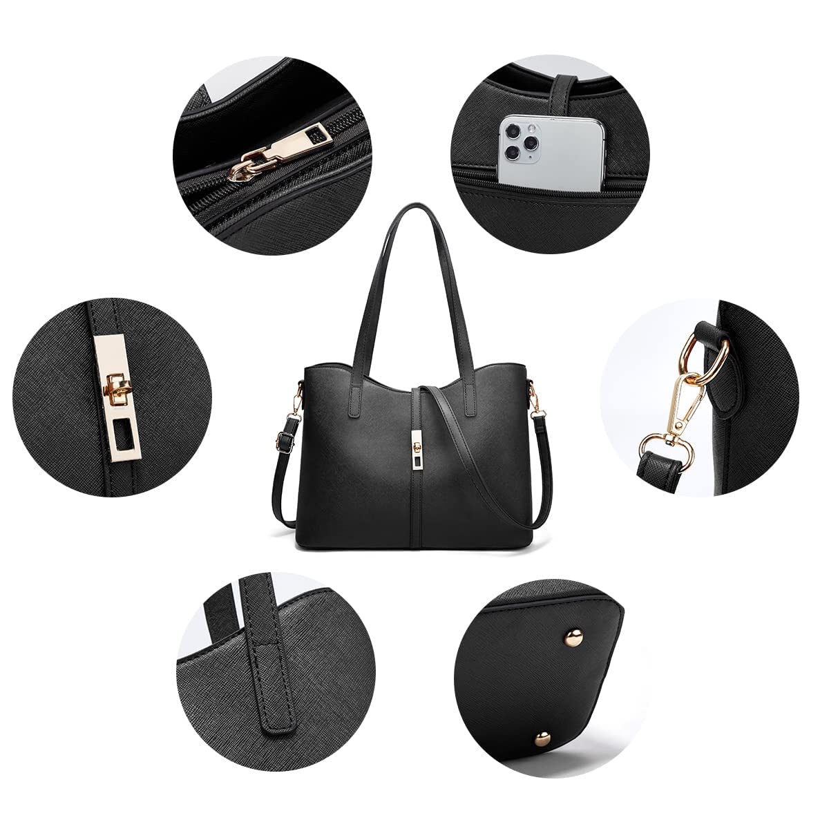 Women Fashion Handbags Wallet Tote Bag Shoulder Bag Top Handle Satchel Purse Set 4pcs