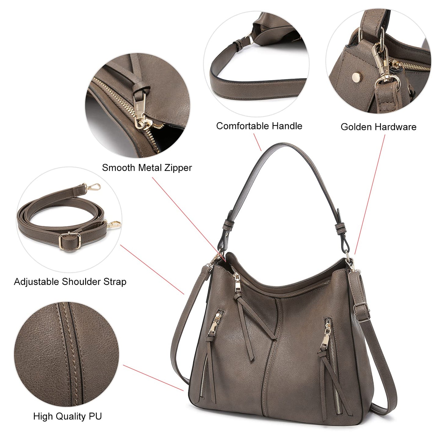 Handbags for Women Large Designer Ladies Hobo bag Bucket Purse Faux Leather