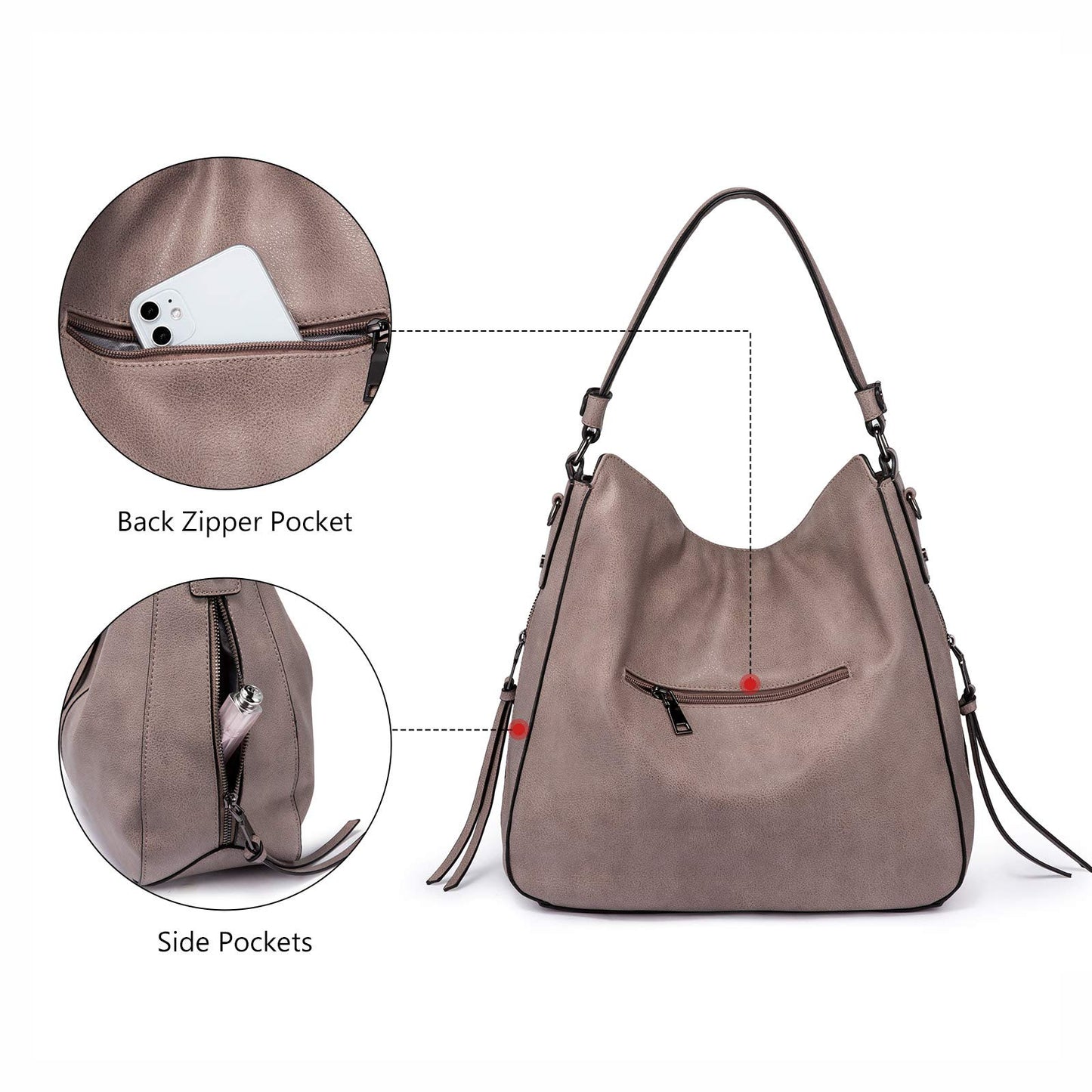 Handbags for Women Large Designer Ladies Hobo bag Bucket Purse Faux Leather