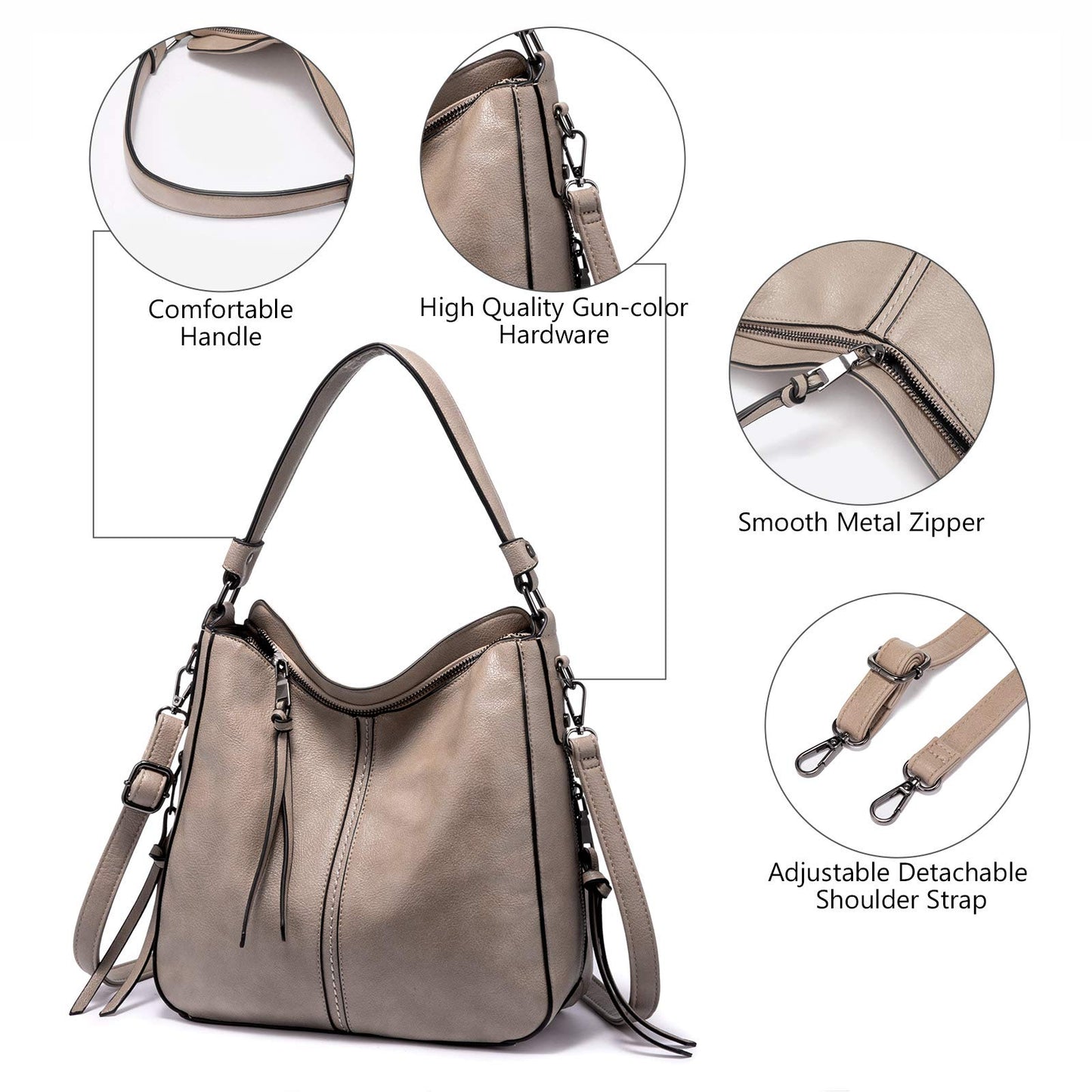 Handbags for Women Large Designer Ladies Hobo bag Bucket Purse Faux Leather