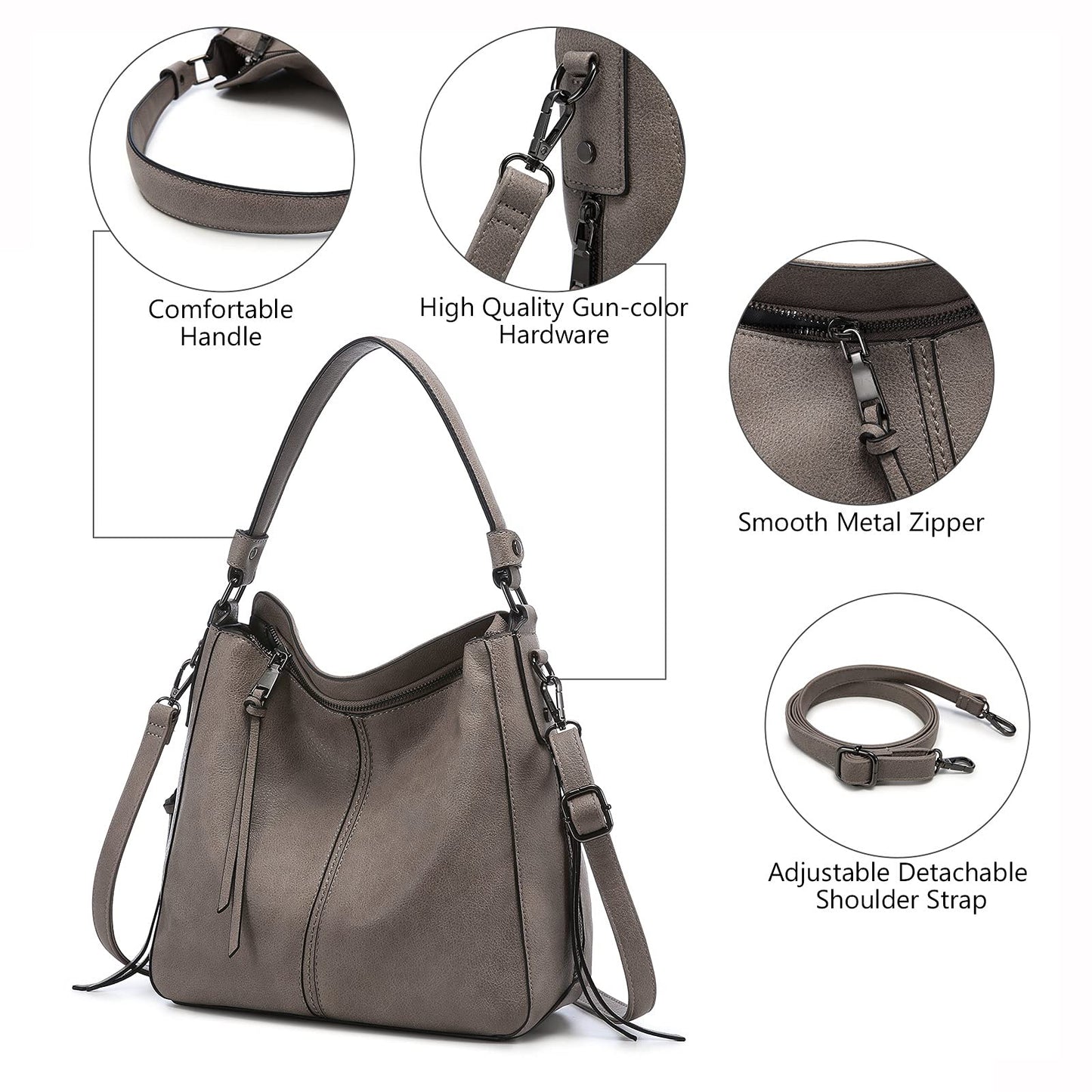 Handbags for Women Large Designer Ladies Hobo bag Bucket Purse Faux Leather