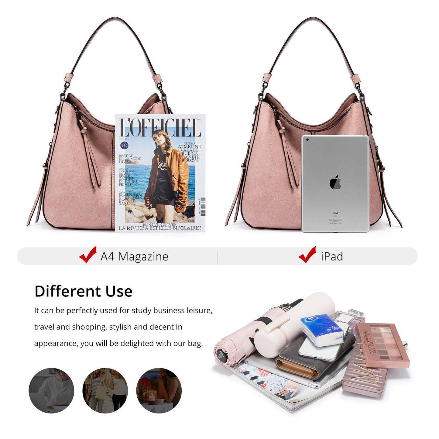 Handbags for Women Large Designer Ladies Hobo bag Bucket Purse Faux Leather