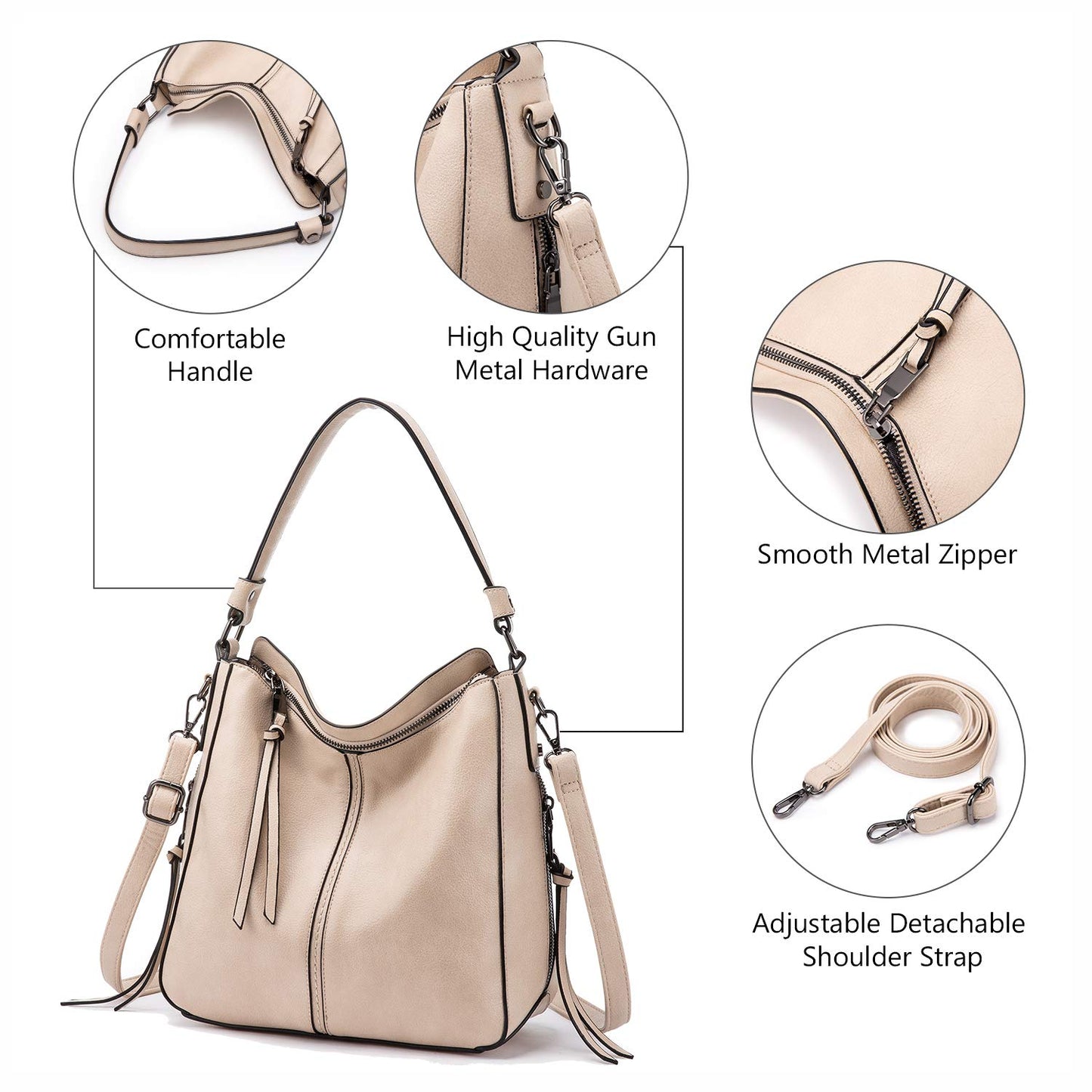 Handbags for Women Large Designer Ladies Hobo bag Bucket Purse Faux Leather