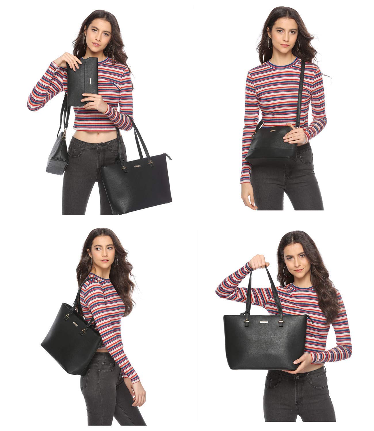 Women Fashion Handbags Wallet Tote Bag Shoulder Bag Top Handle Satchel Purse Set 4pcs