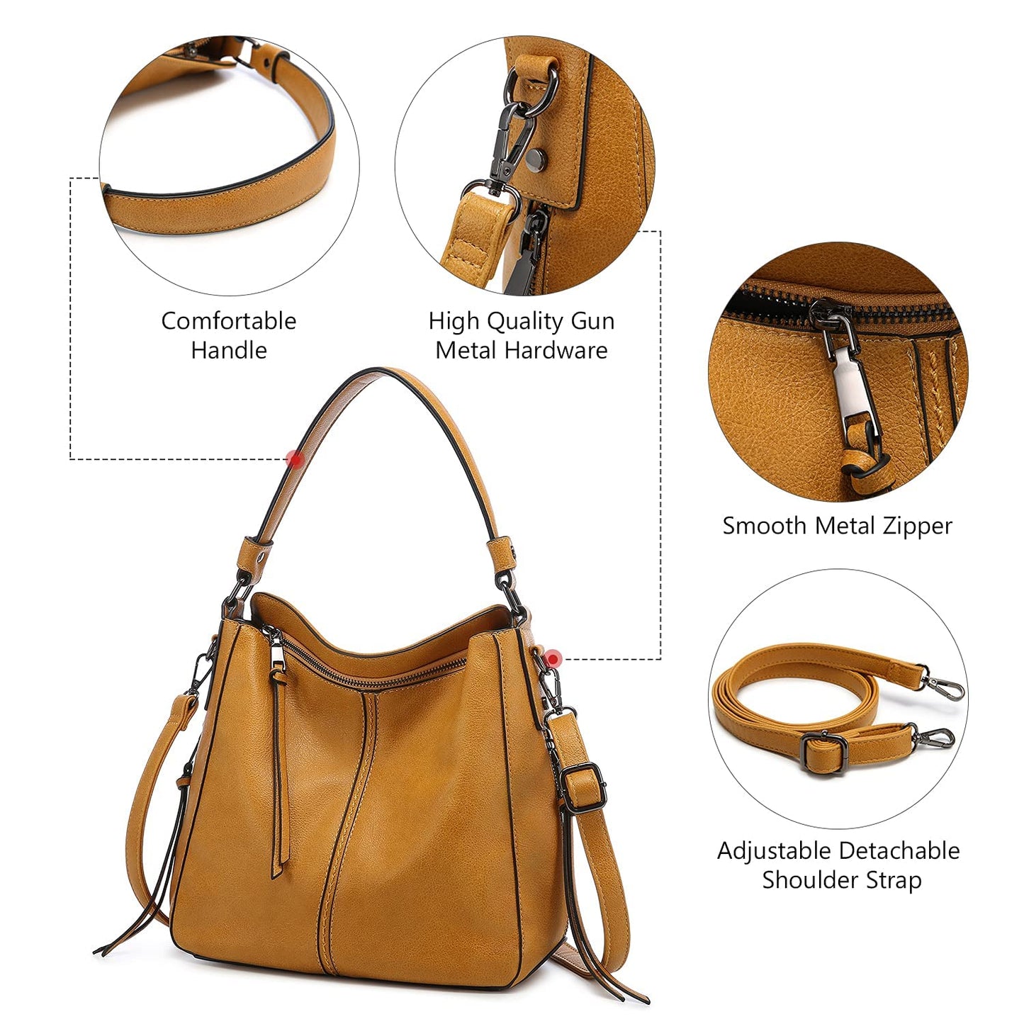 Handbags for Women Large Designer Ladies Hobo bag Bucket Purse Faux Leather