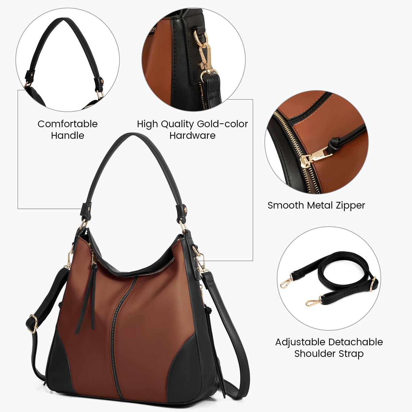 Handbags for Women Large Designer Ladies Hobo bag Bucket Purse Faux Leather