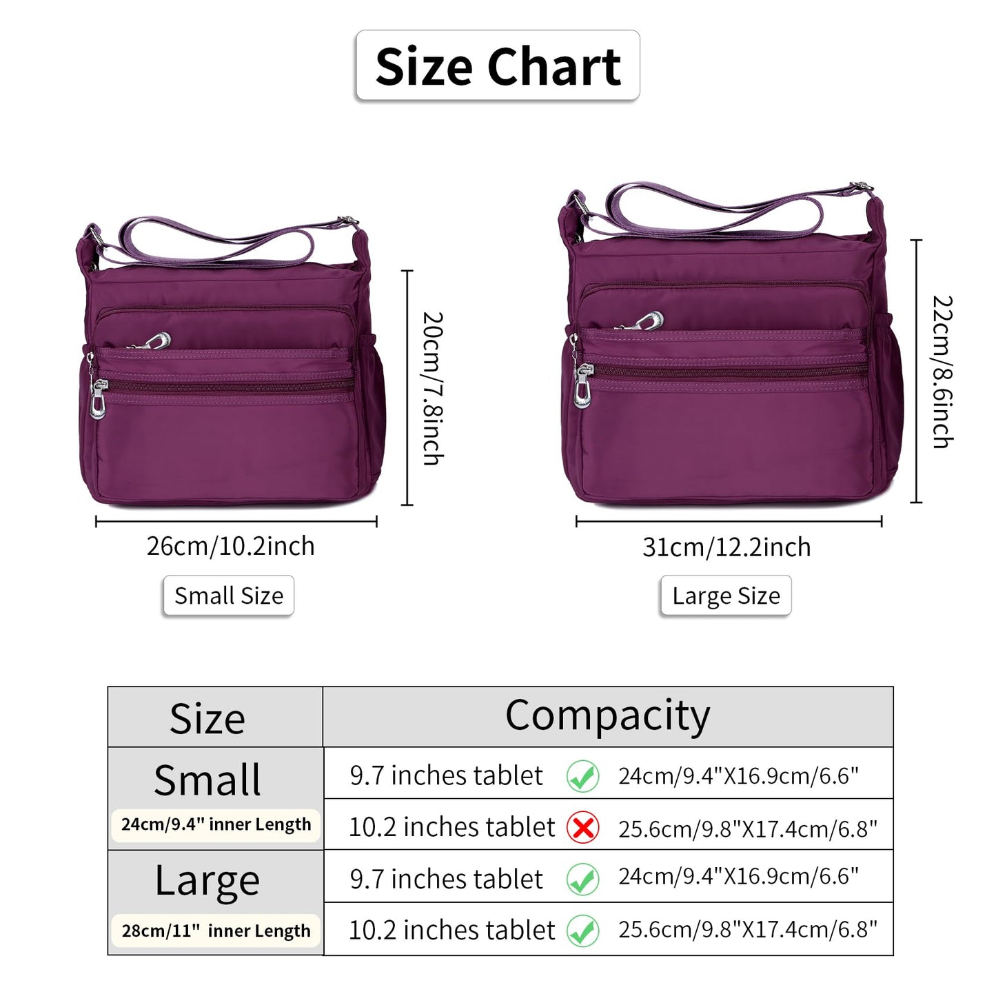 Crossbody Bag for Women Waterproof Shoulder Bag Messenger Bag Casual Nylon Purse Handbag