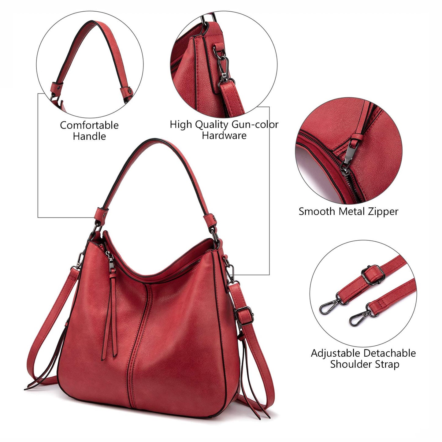 Handbags for Women Large Designer Ladies Hobo bag Bucket Purse Faux Leather