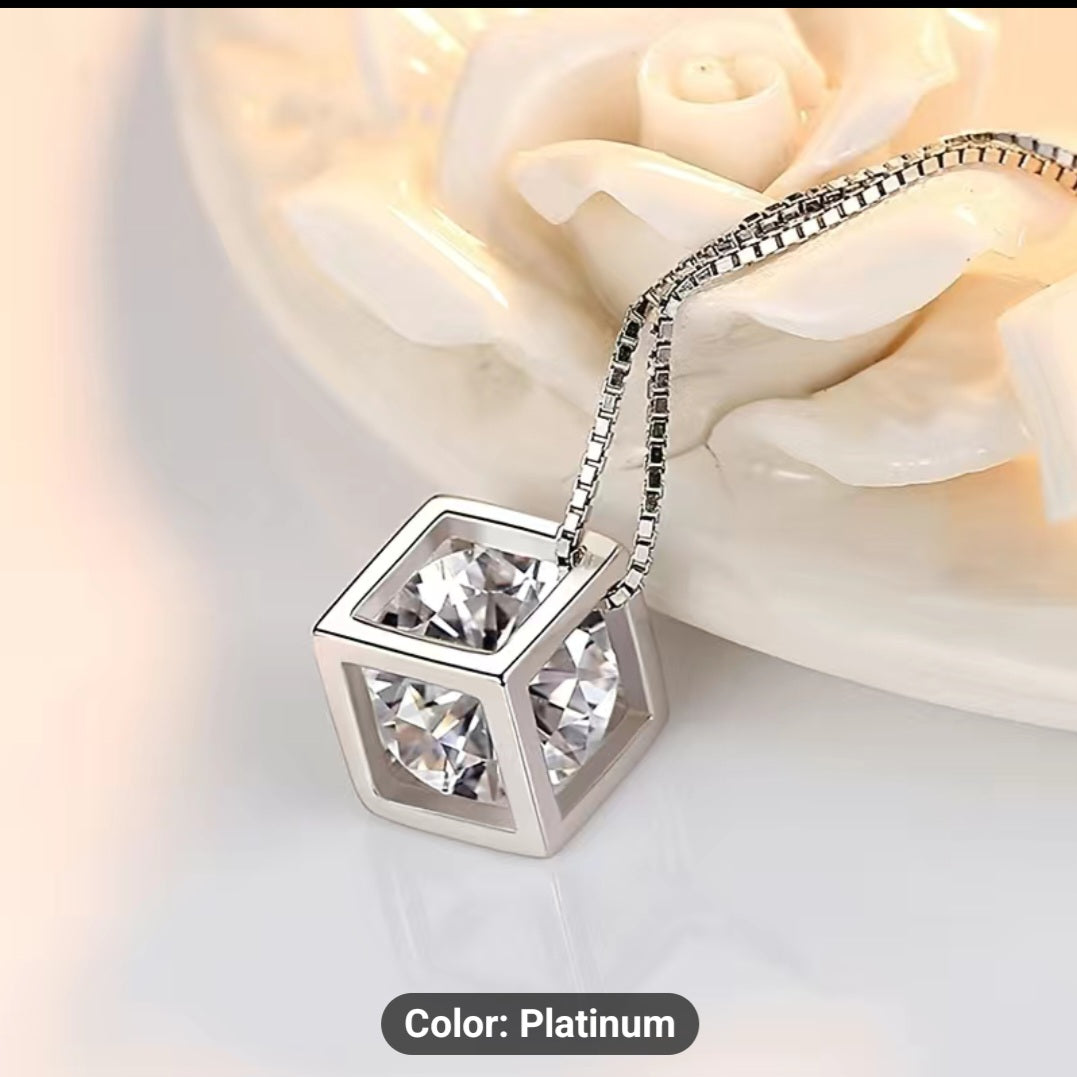 Hollow Cube Pendant Necklace