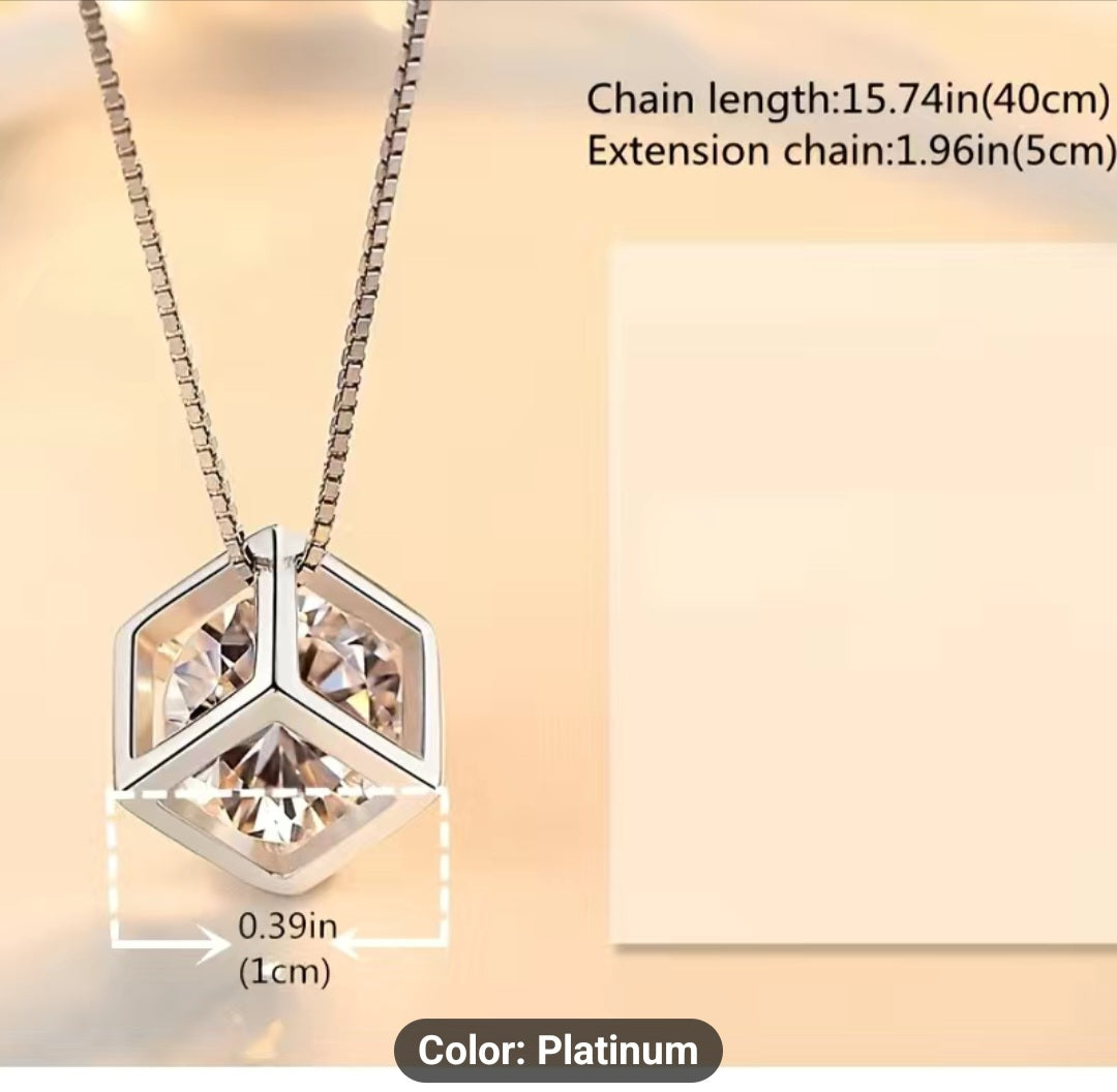 Hollow Cube Pendant Necklace