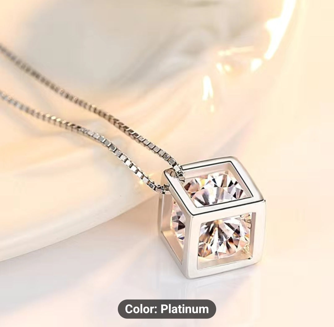 Hollow Cube Pendant Necklace