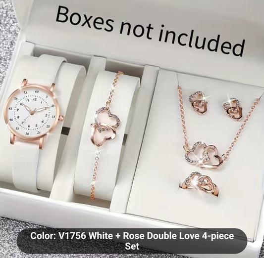 White-Rose Double-Love Watch Set