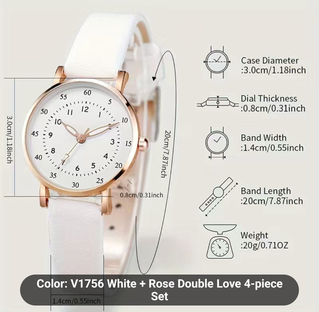 White-Rose Double-Love Watch Set