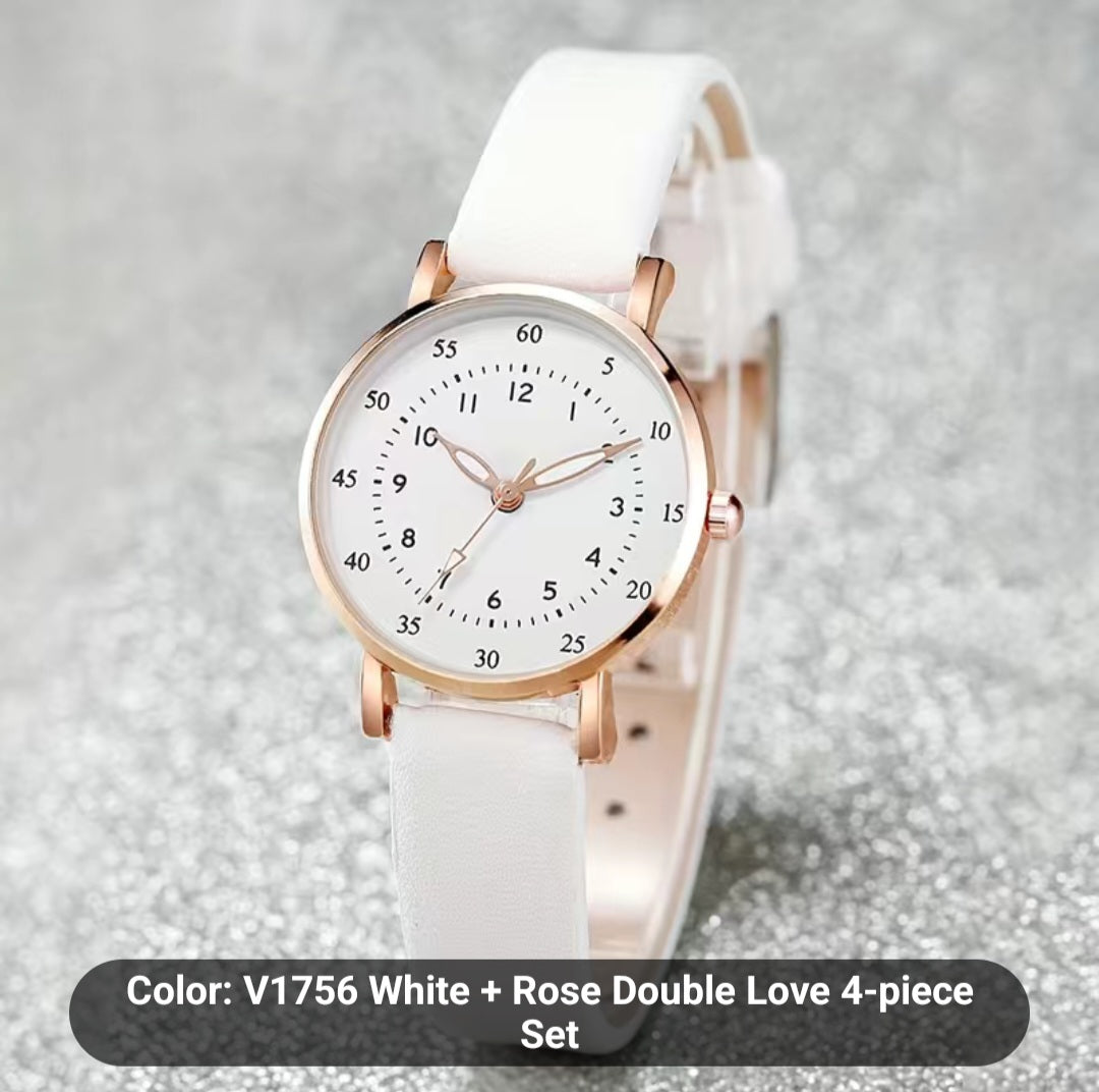 White-Rose Double-Love Watch Set