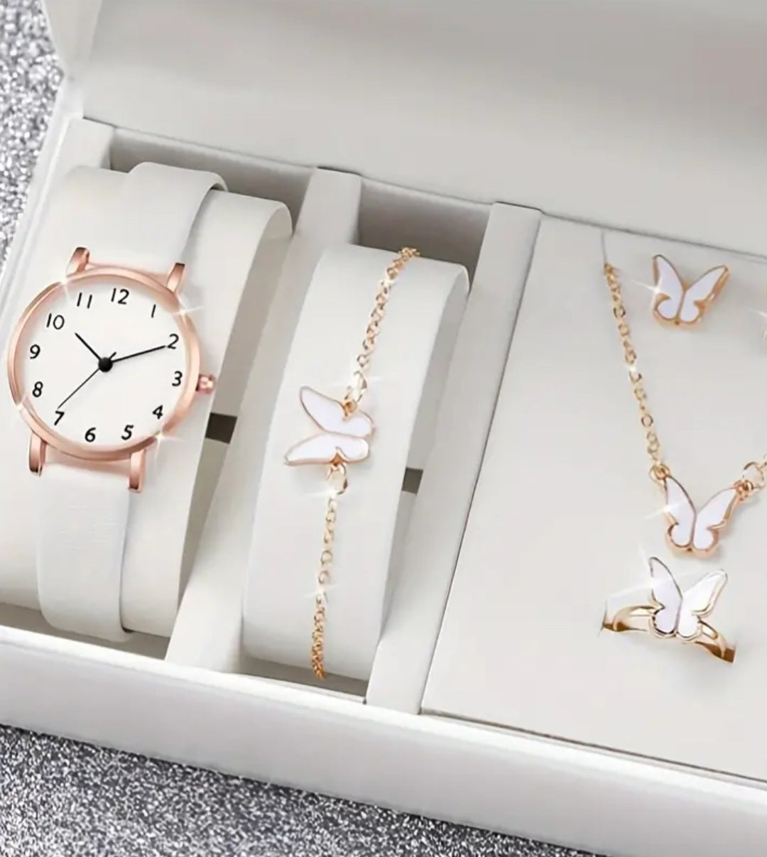 Women's Butterfly 6pcs Watch set