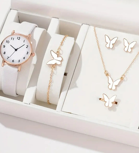 Women's Butterfly 6pcs Watch set