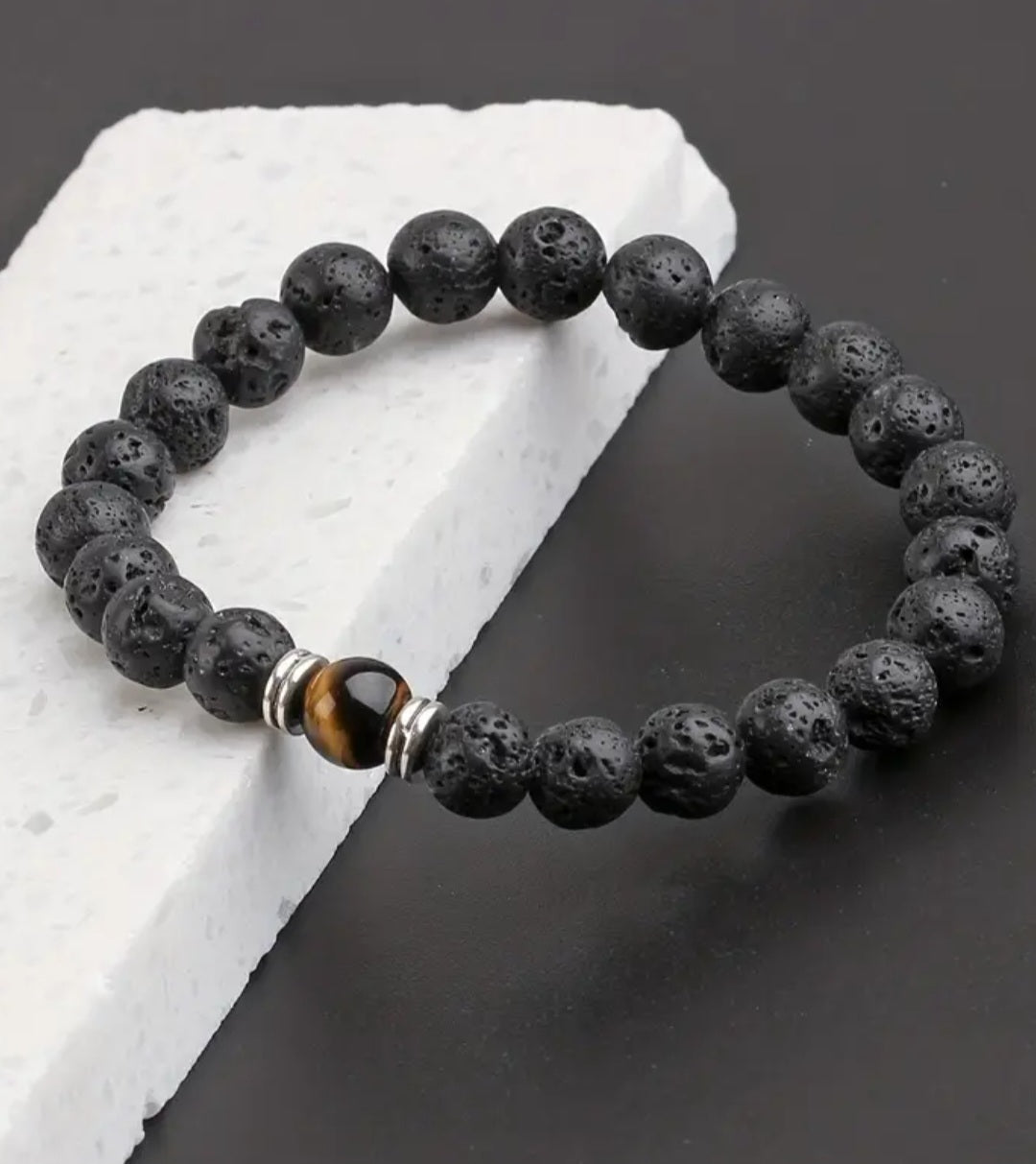 Mens Lava Stone Bracelet