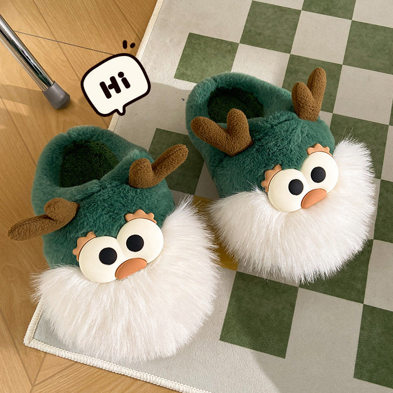 Cute Cartoon Christmas Deer Cotton Shoes