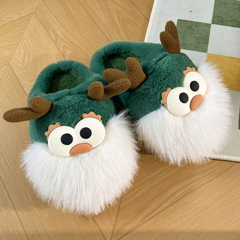 Cute Cartoon Christmas Deer Cotton Shoes