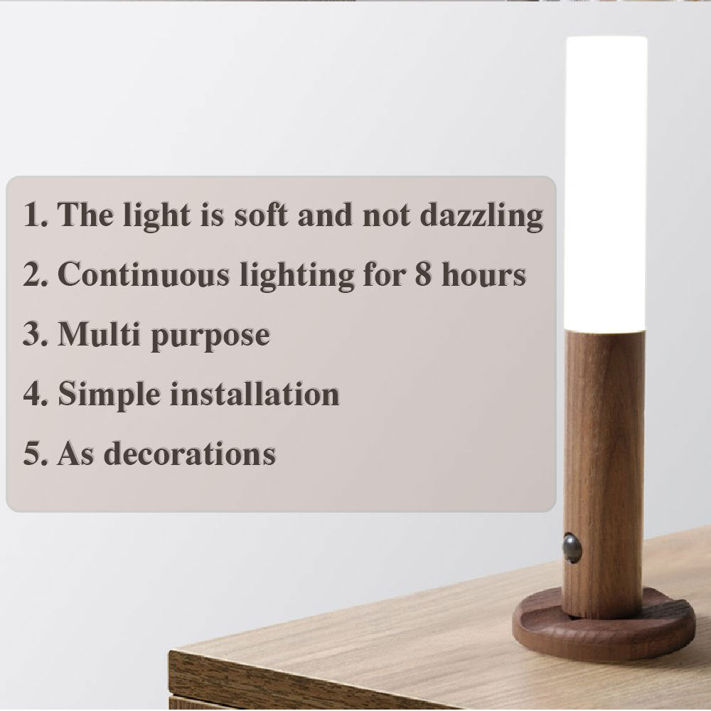 Auto LED USB Magnetic Wood Wireless Night Light