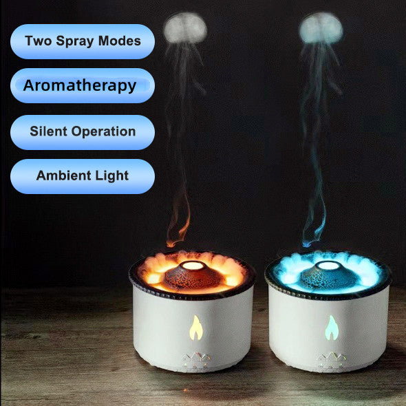 New Creative Ultrasonic Essential Oil Humidifier Volcano jellyfish Air Flame Humidifier Diffuser