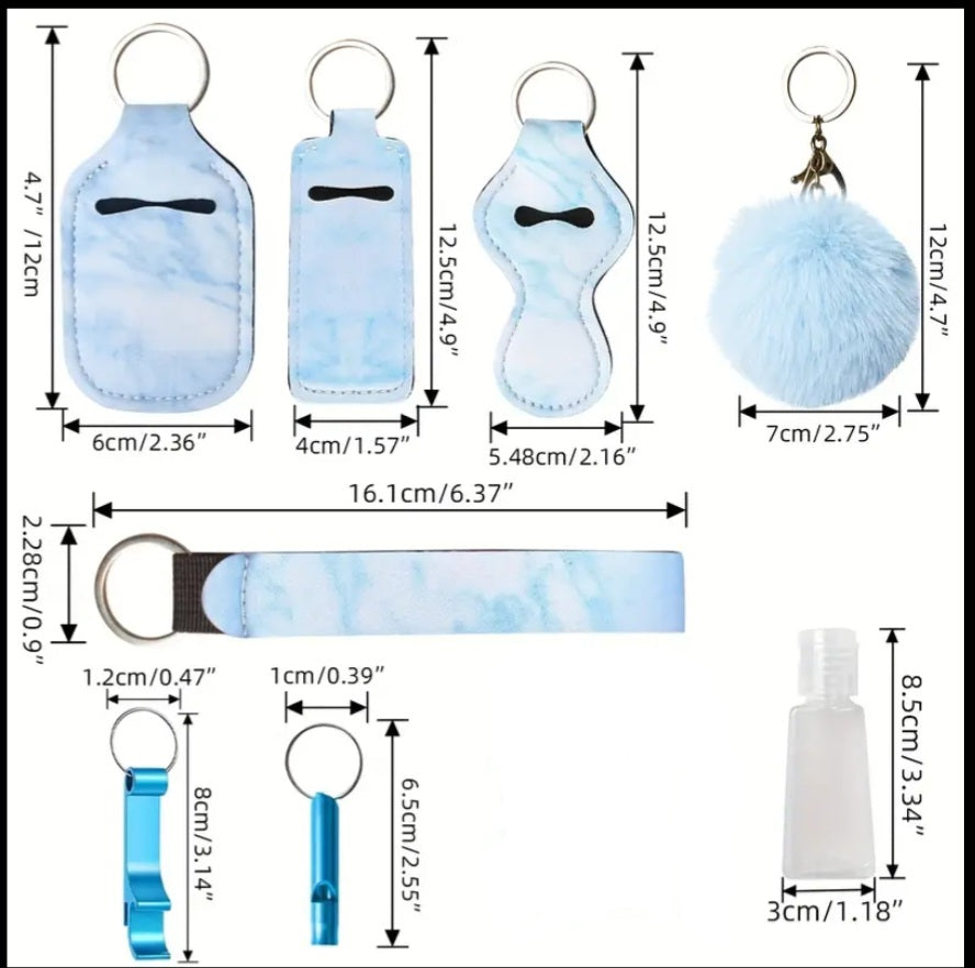 8pcs Blue/Marble: Safety Keychain