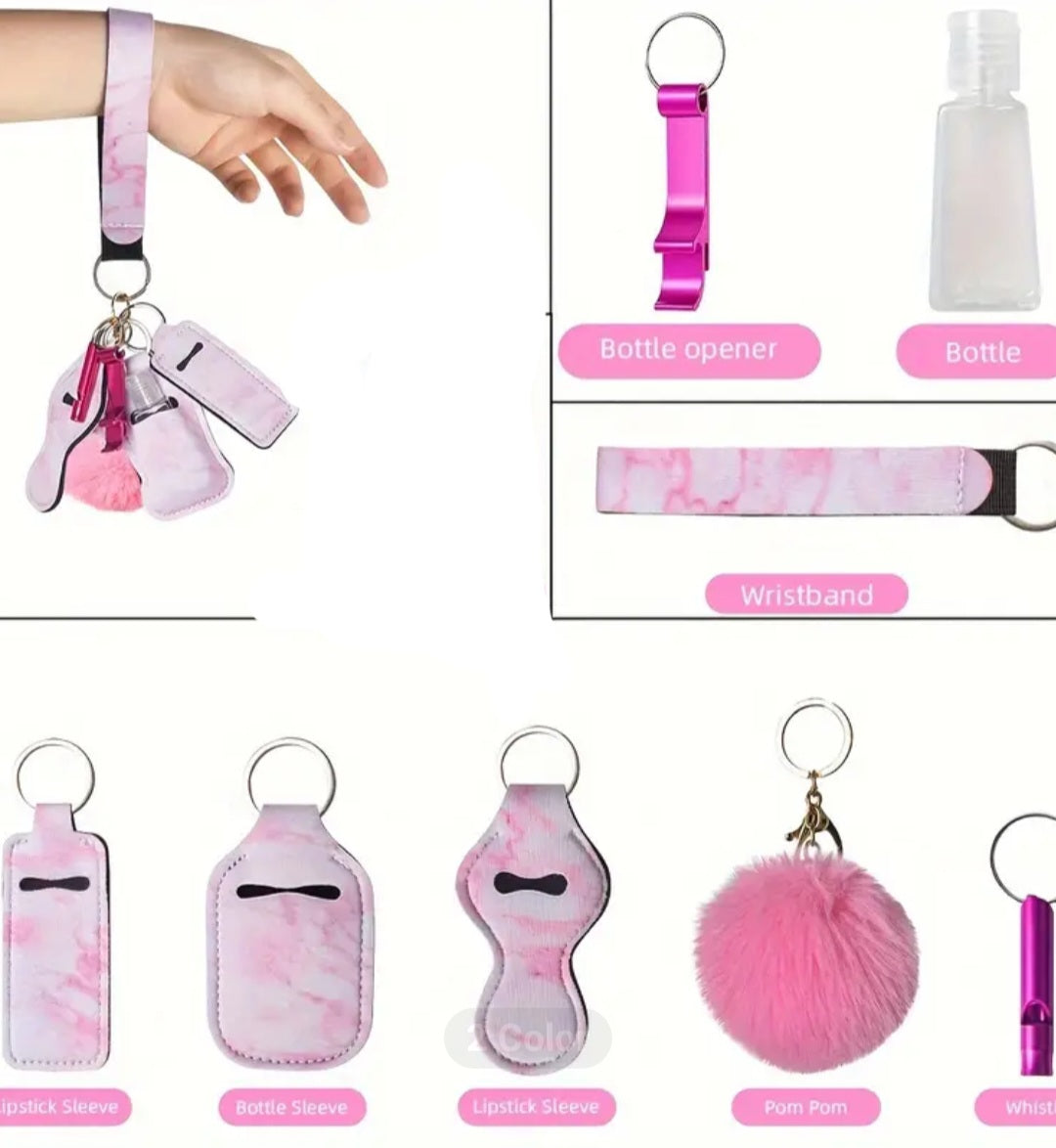 8pcs Pink/Marble: Safety keychain