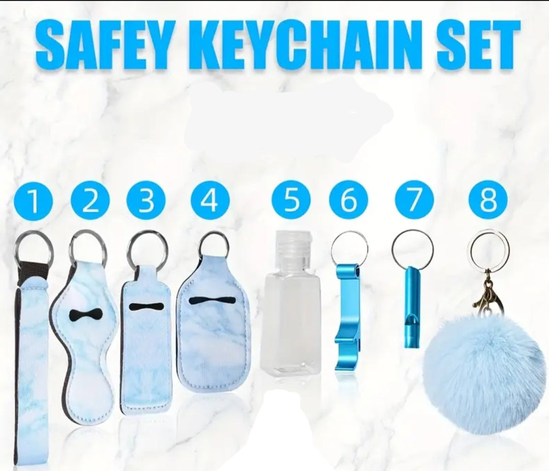 8pcs Blue/Marble: Safety Keychain