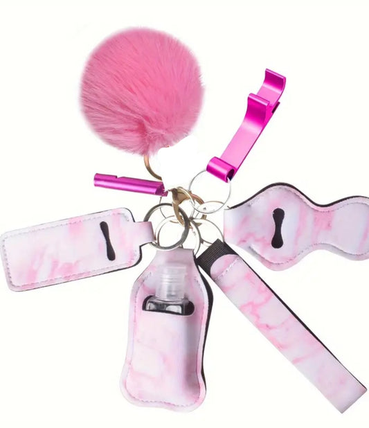 8pcs Pink/Marble: Safety keychain