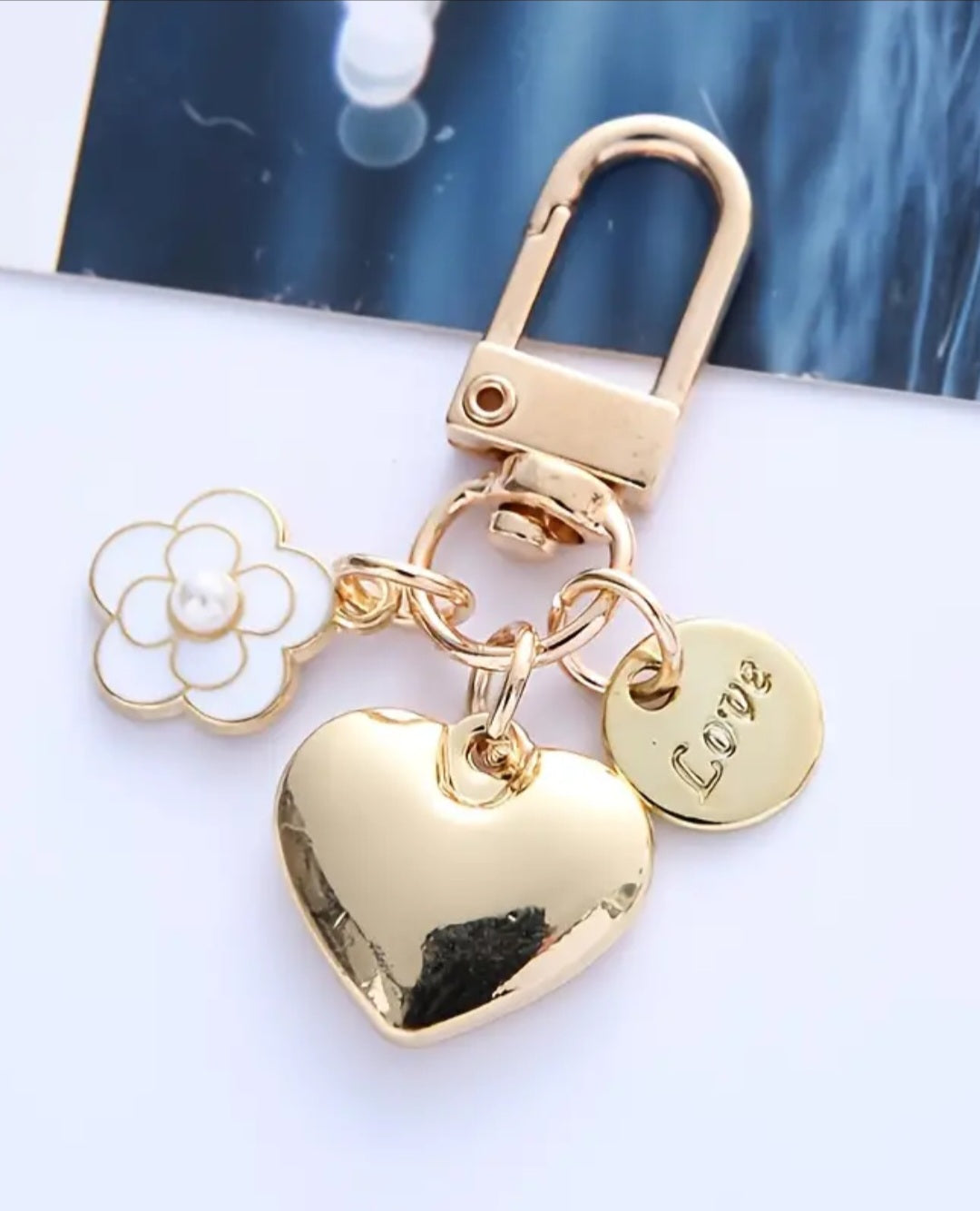 Heart & Floral pendant keychain